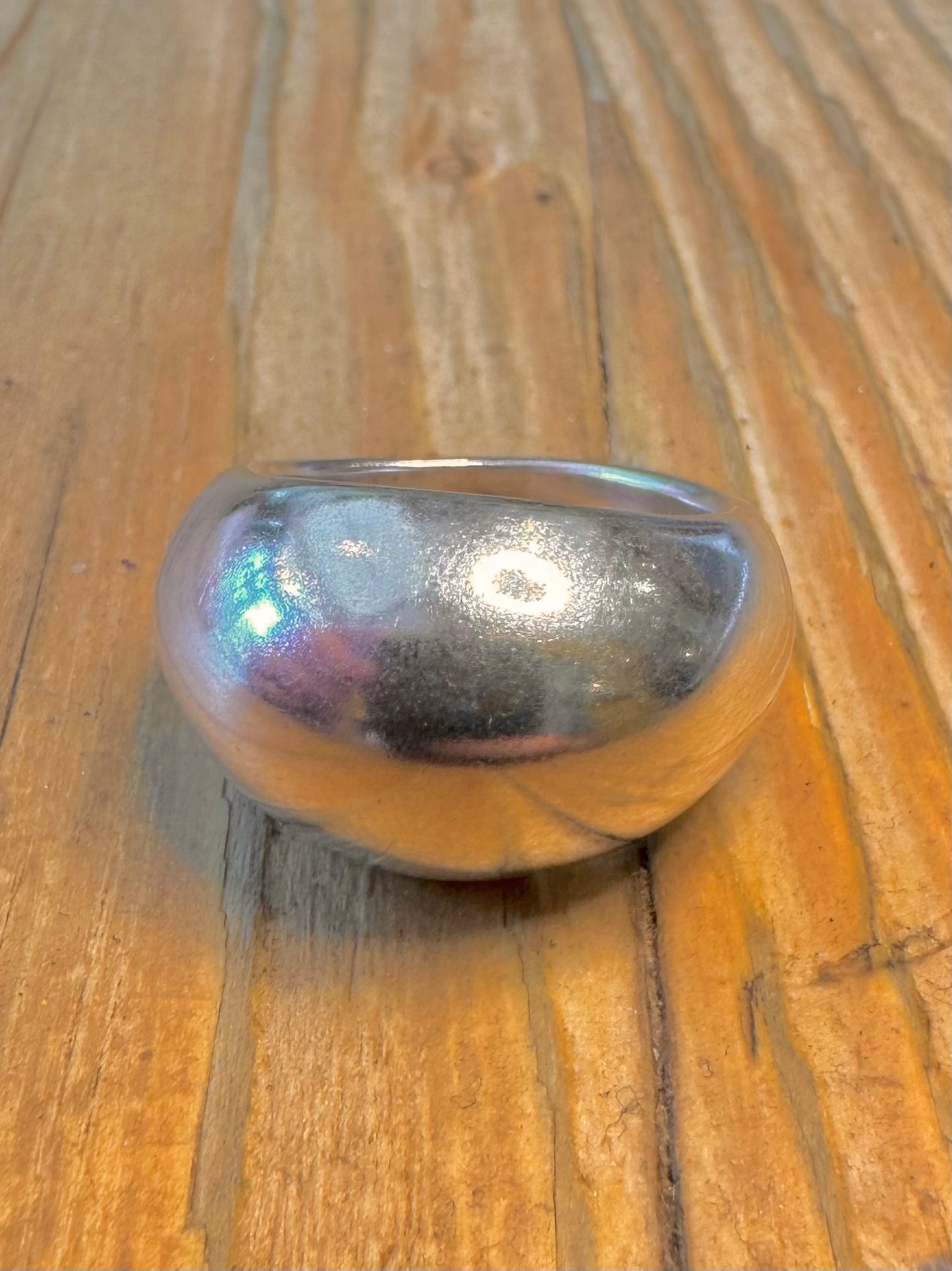Modernist Dome Hollow 925 Sterling Silver Size O Ring