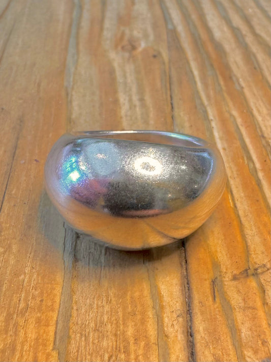 Modernist Dome Hollow 925 Sterling Silver Size O Ring