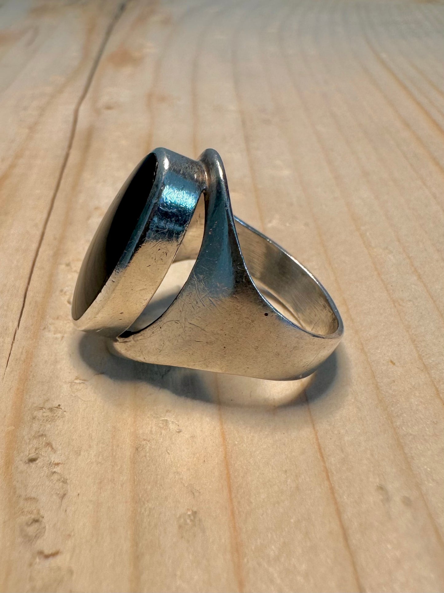 Onyx Signet 925 Sterling Silver Size Q Ring