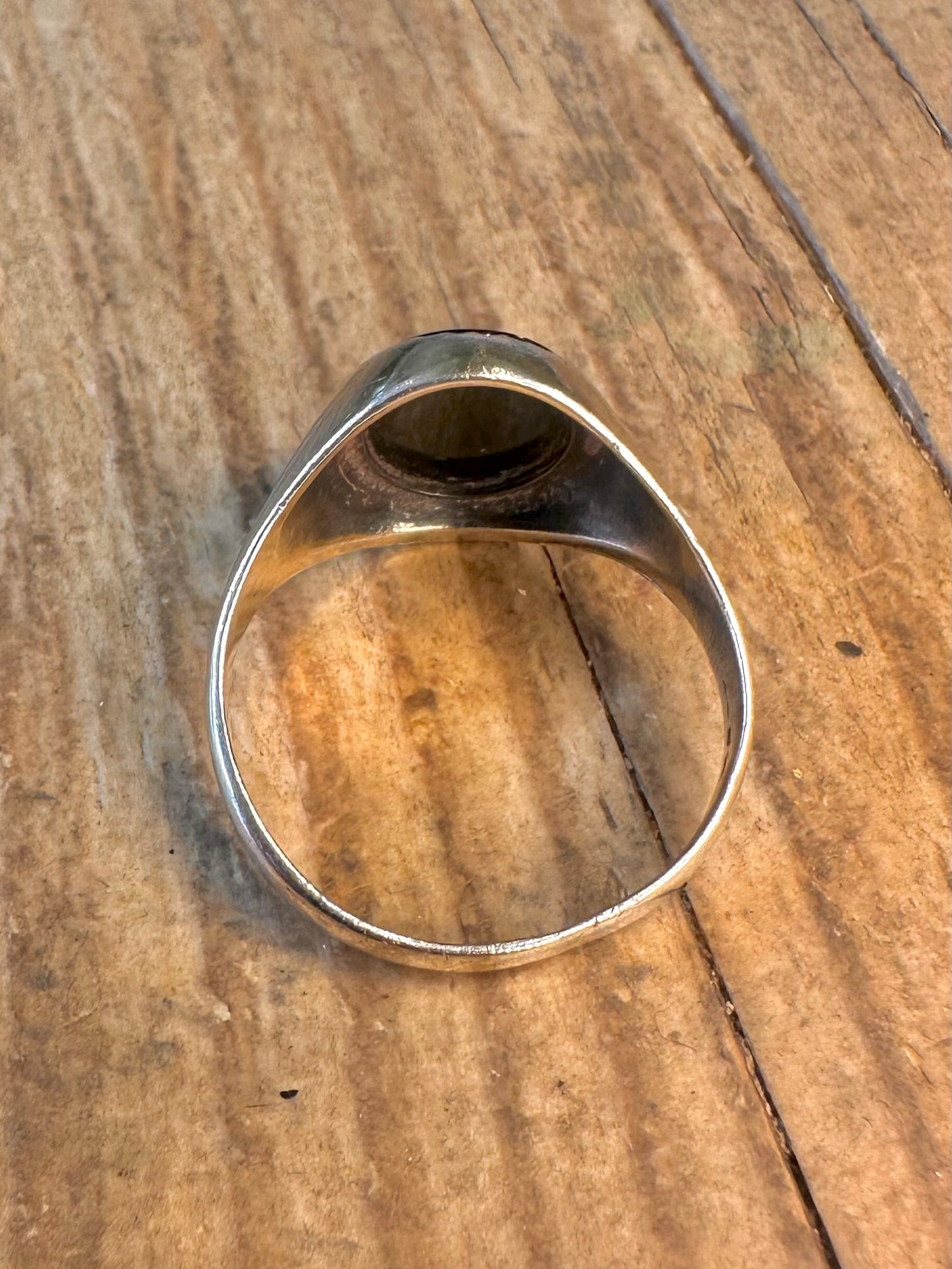 Onyx Signet Gold on 925 Sterling Silver Size W Ring