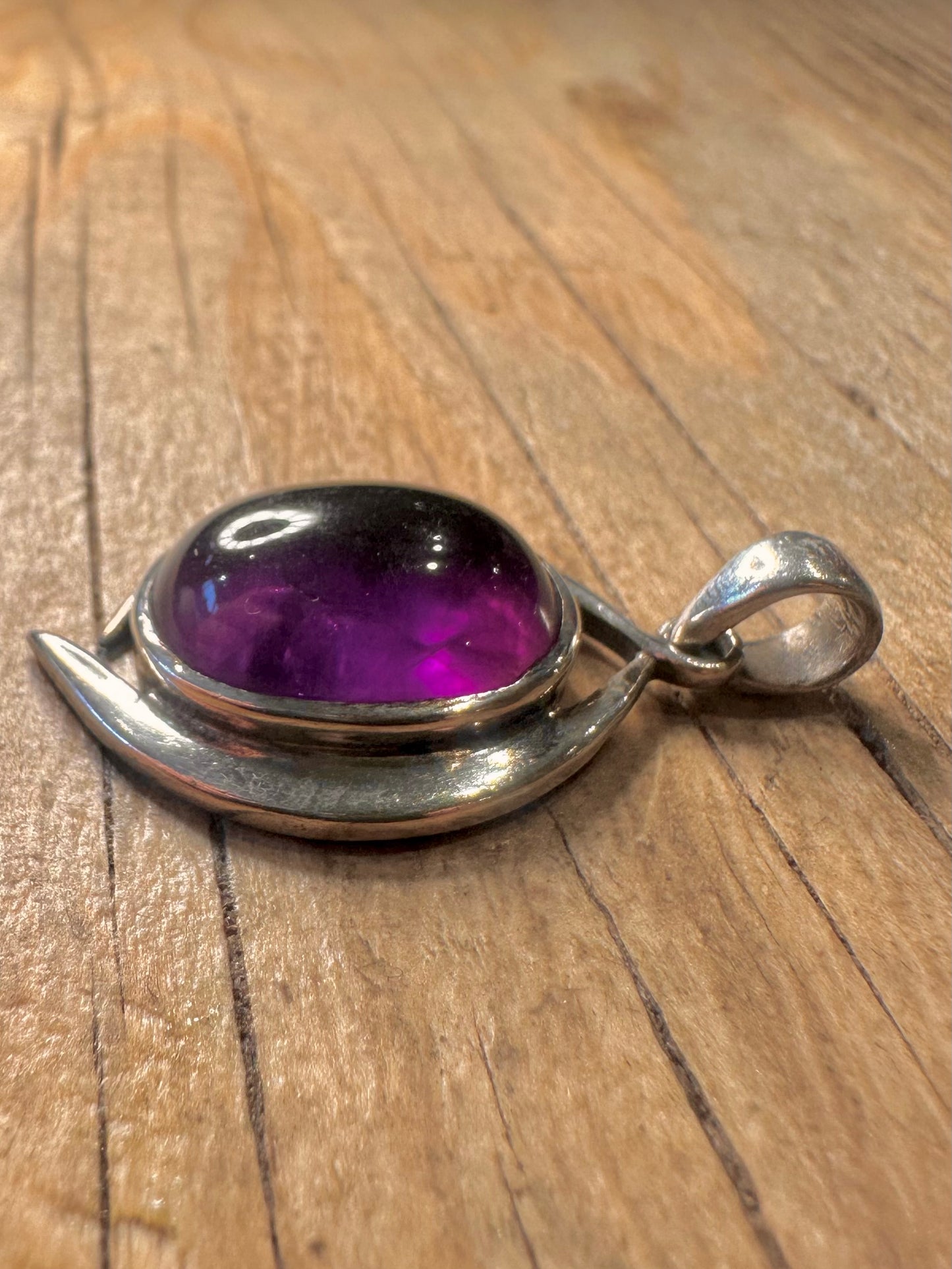 Vintager ovaler Amethyst-Anhänger aus 925er Sterlingsilber