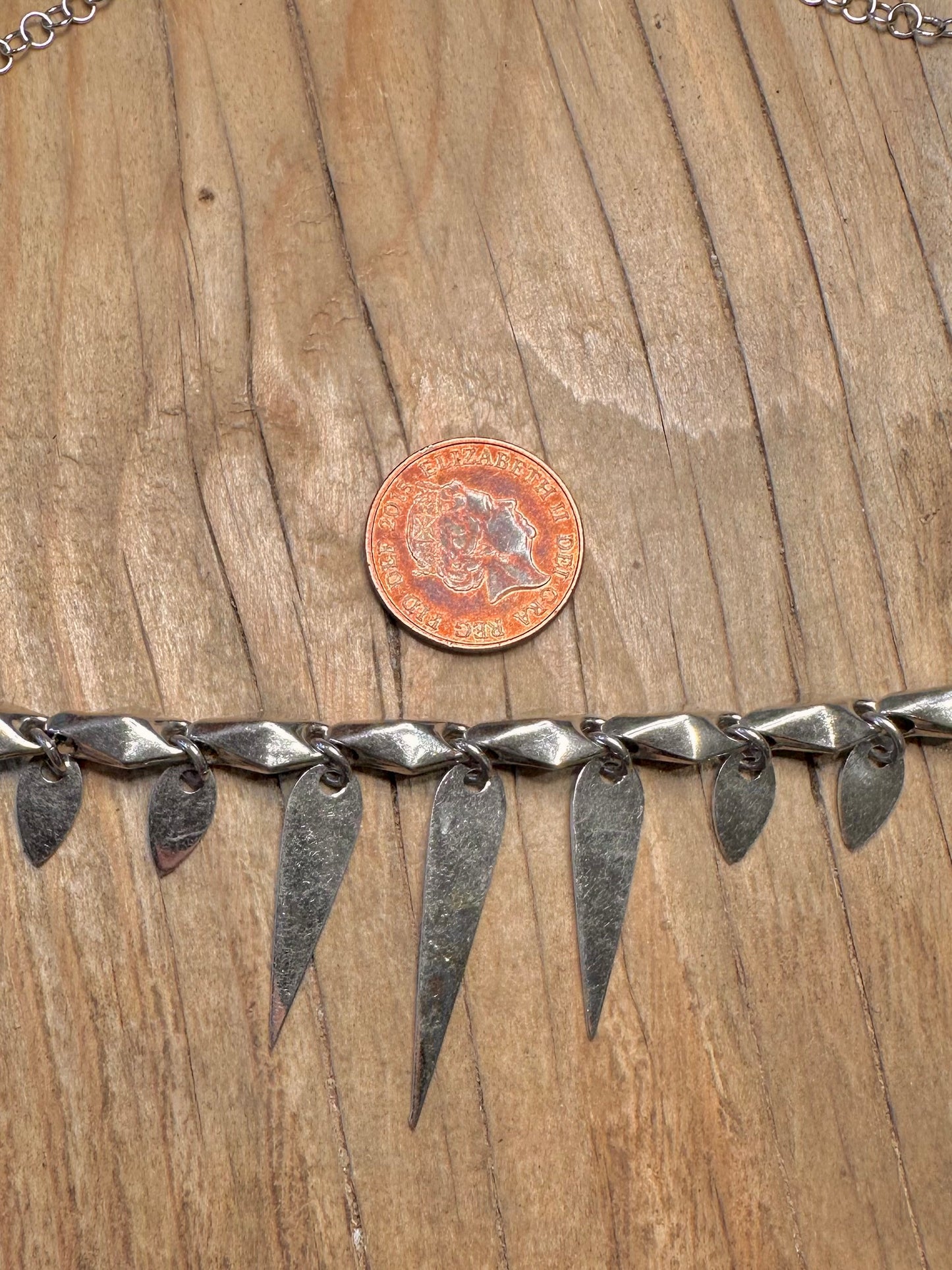 Modern Abstract Spiky 925 Sterling Silver 16.8 inch Necklace