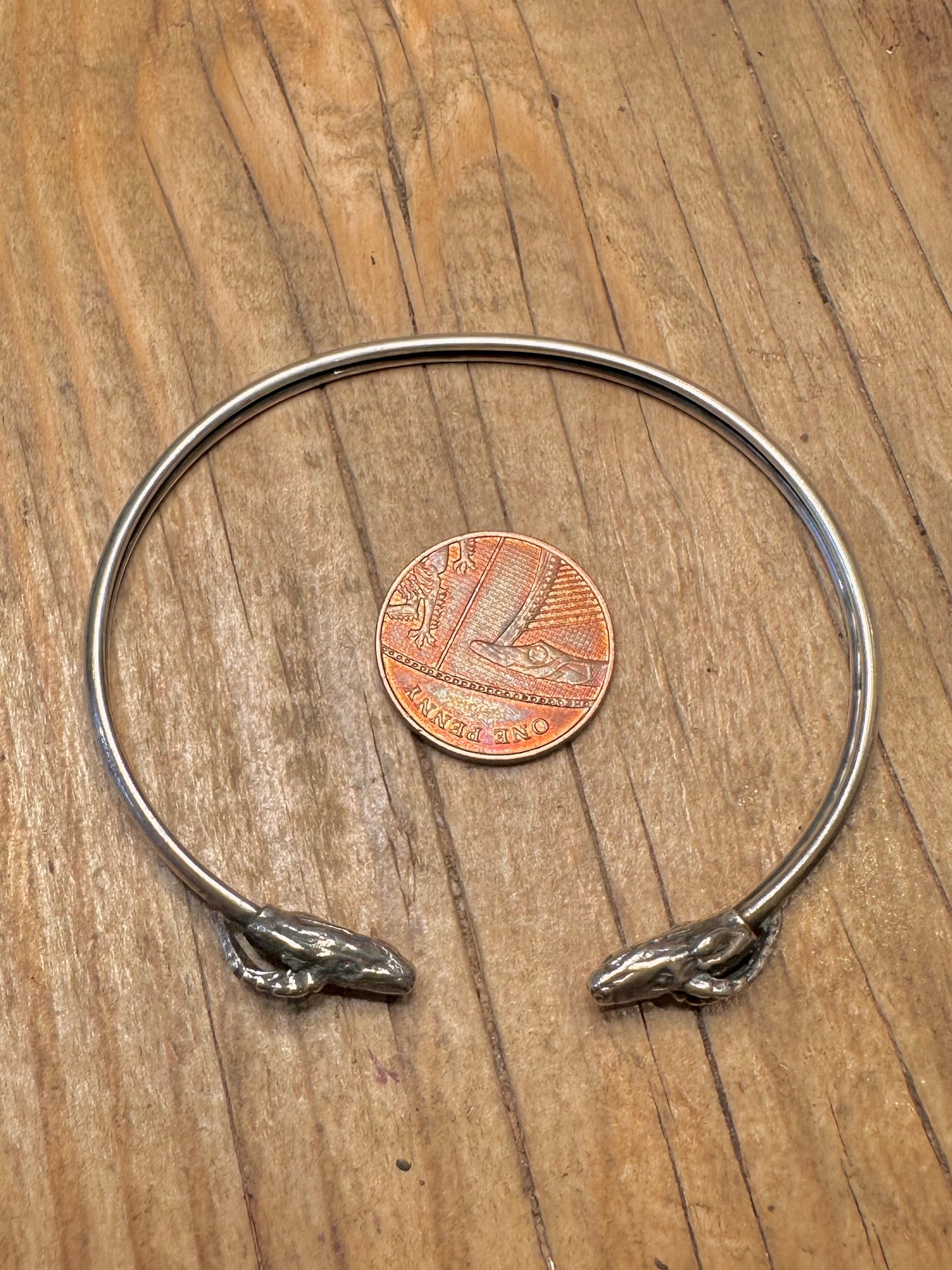 Vintage Double Rams Head Cuff 925 Sterling Silver Bangle