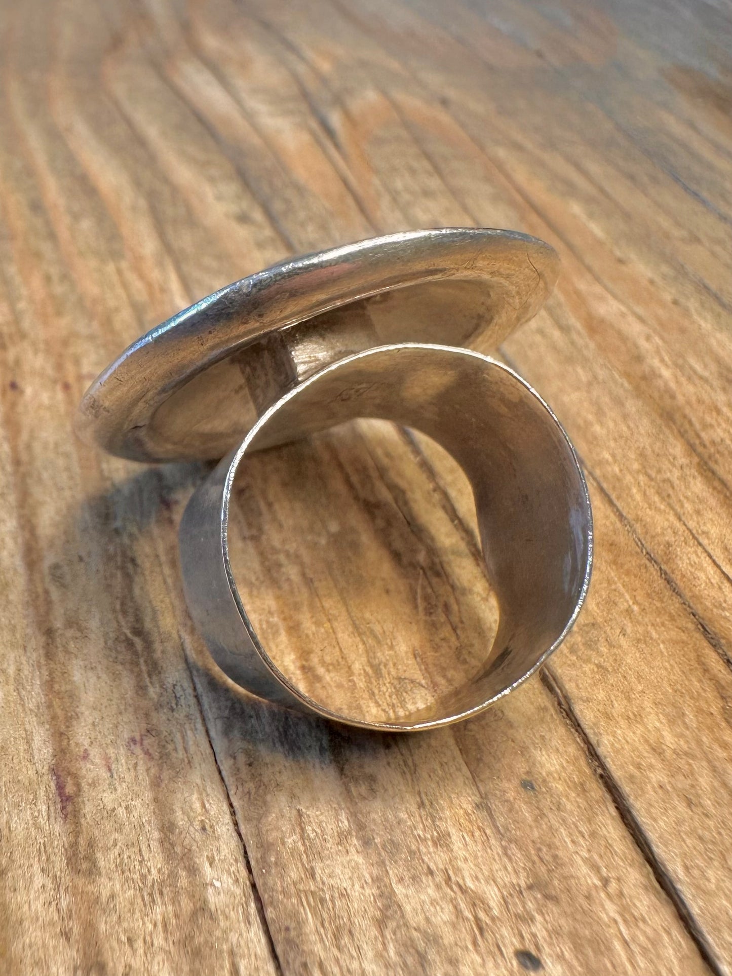 Abstract Disc Dome 925 Sterling Silver Size Q Ring