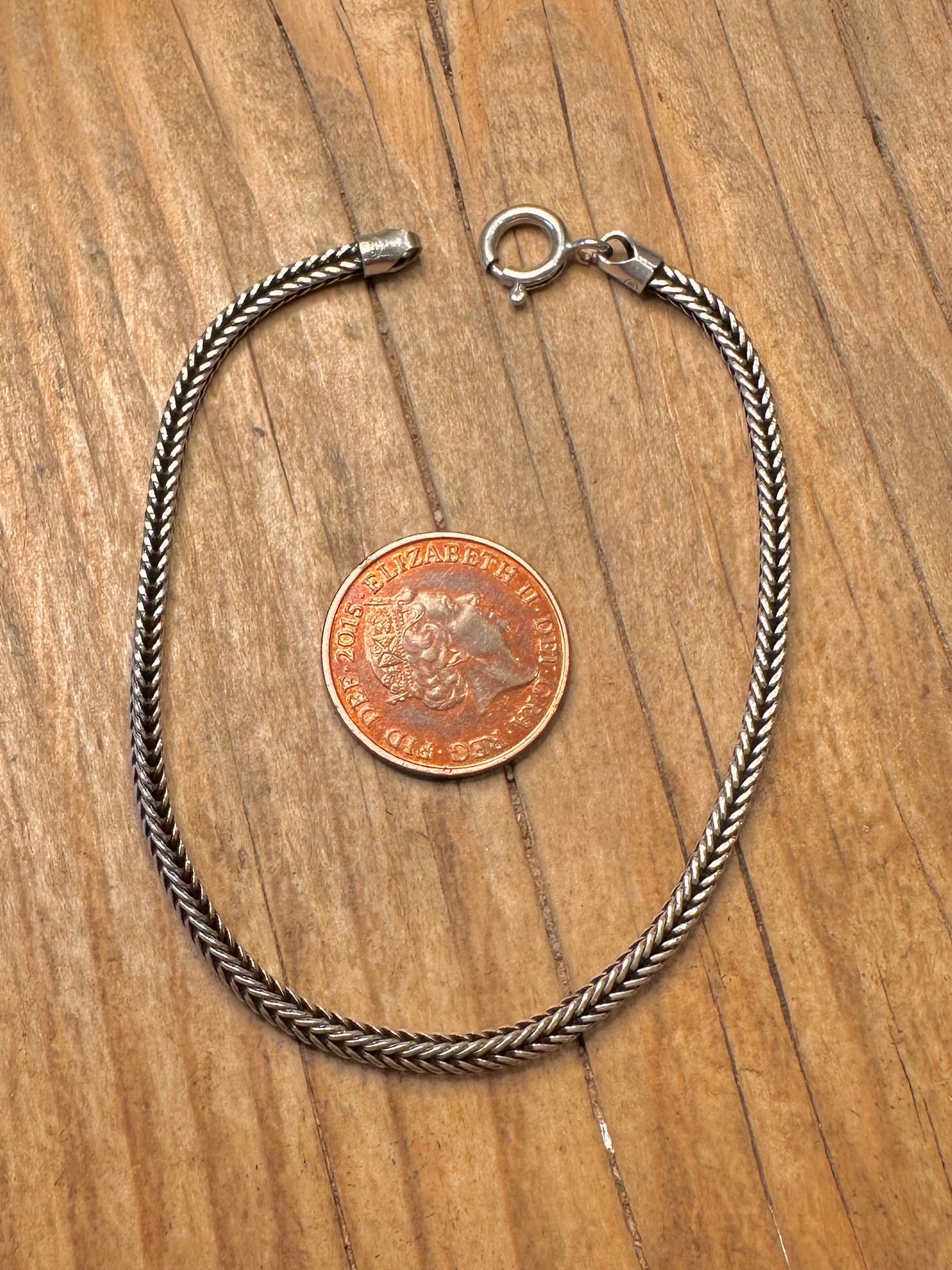 Vintage Fox Tail Chain 925 Sterling Silver 7.4 inch Bracelet