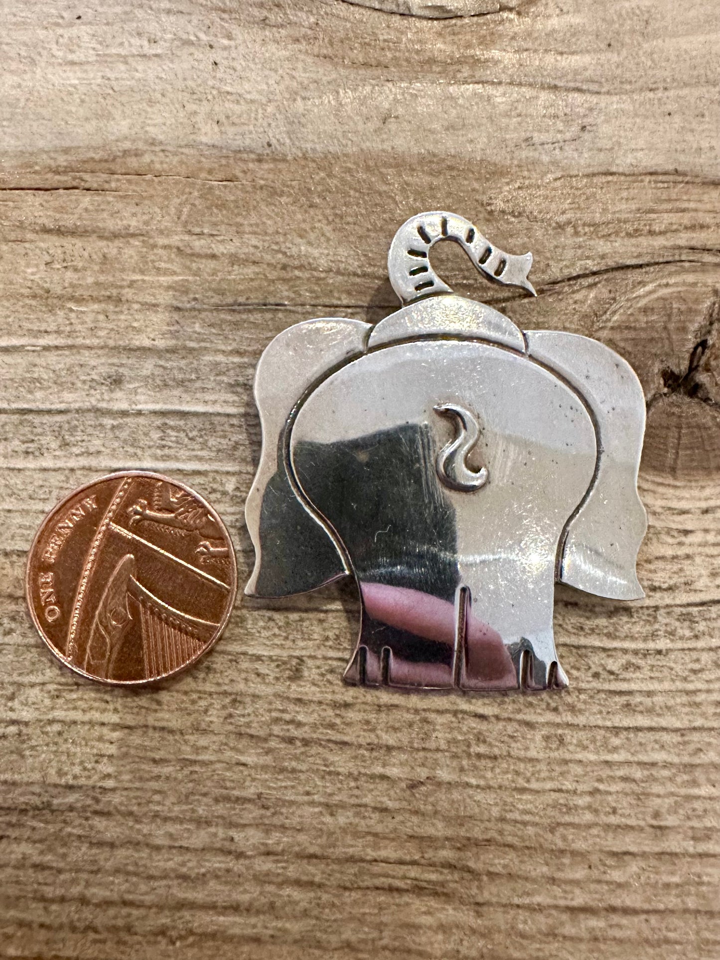 Abstract 1999 Elephant Rear (haha) 925 Silver Brooch