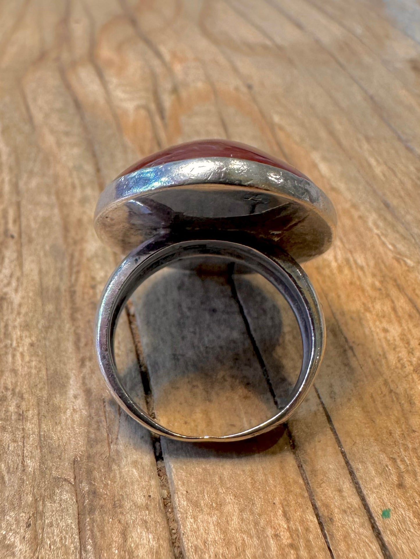 Vintage Large Carnelian Oval 925 Sterling Silver Size N Ring