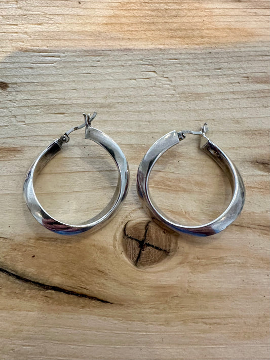 Abstract Chunky Wavy Hoops 925 Silver Earrings