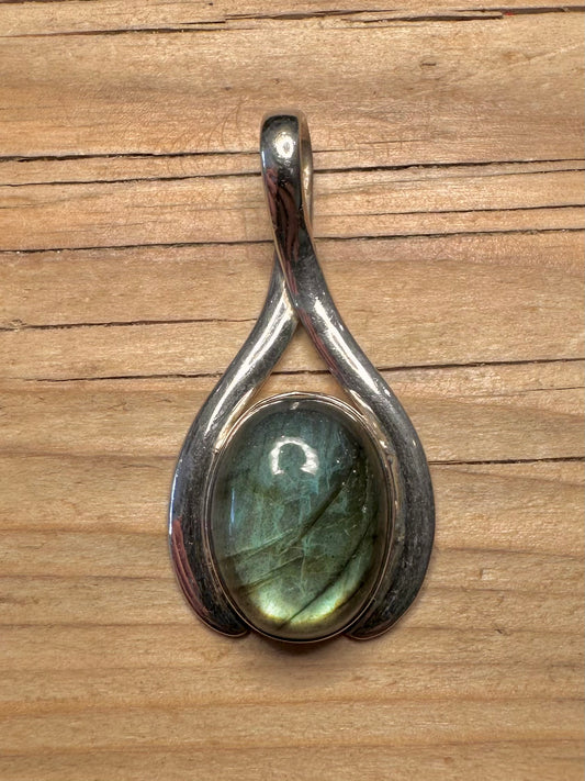 Vintage Labradorite 925 Sterling Silver Pendant