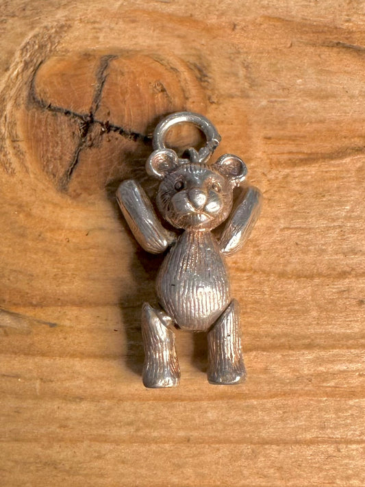 Vintage Articulated Teddy Bear 925 Silver Pendant