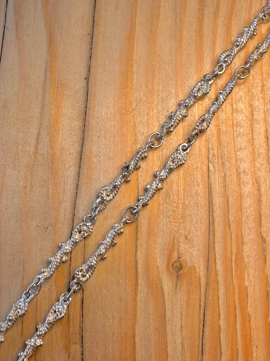 Abstract Unique Twisted Link 925 Sterling Silver 17.8 inch Necklace