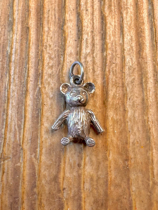 Sitting Teddy 925 Sterling Silver Charm Pendant