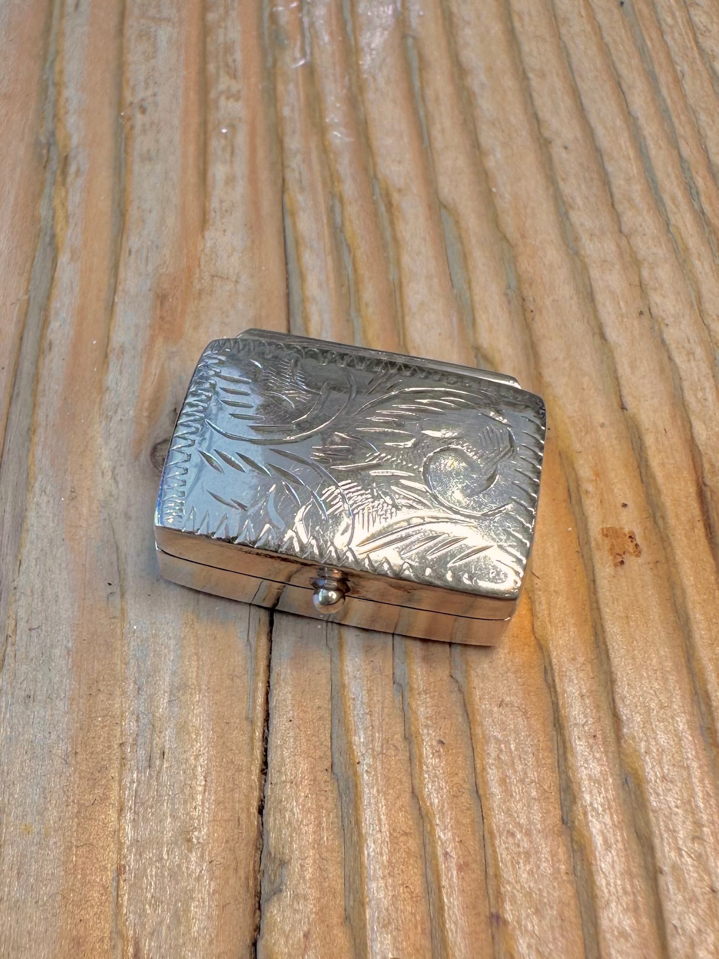 Engraved Rectangle 1994 Pill Box 925 Sterling Silver Collectable