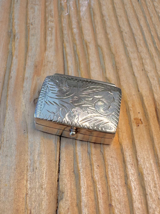 Engraved Rectangle 1994 Pill Box 925 Sterling Silver Collectable
