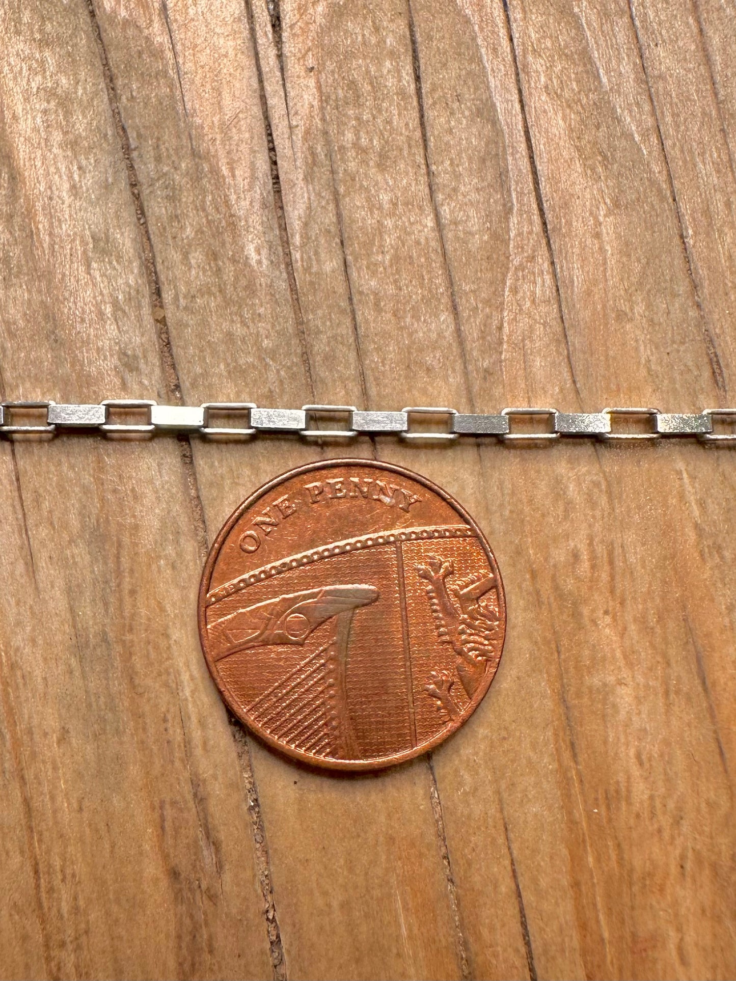 Vintage Rectangle Link Chain 925 Sterling Silver 18.3 inch Necklace