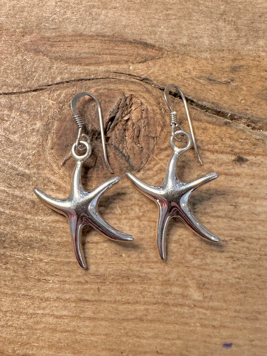 Modernist Star Fish 925 Silver Earring