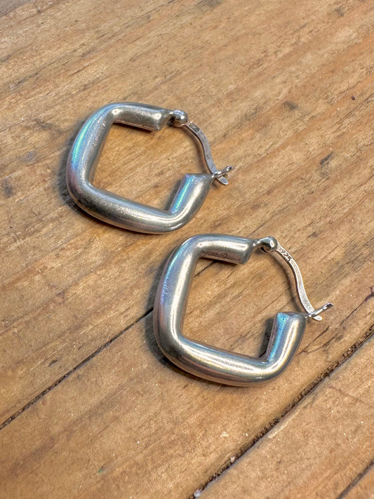 Geometric Shaped Hoops 925 Sterling Silver Earrings