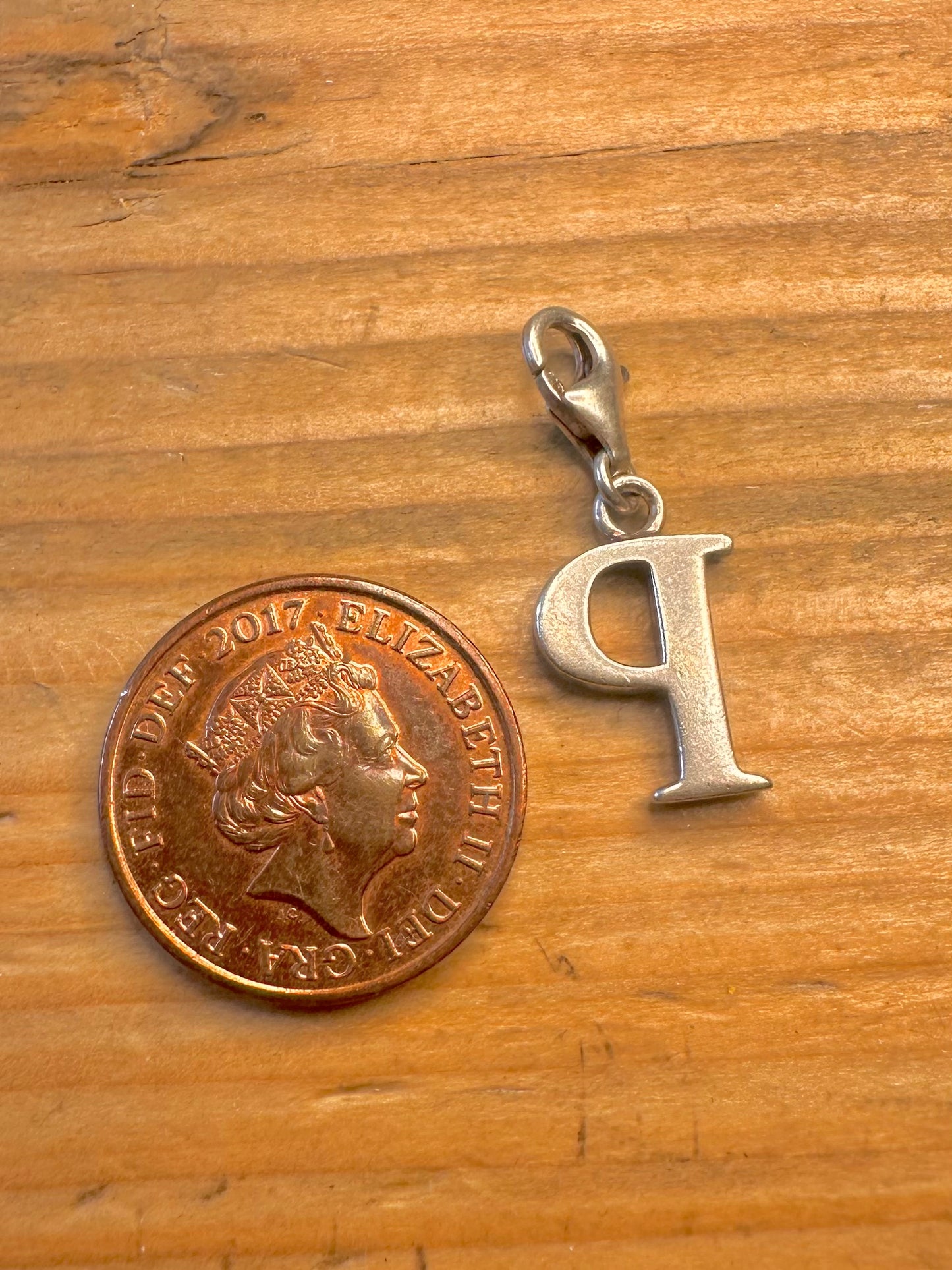 Letter P with Clasp 925 Sterling Silver Charm Pendant