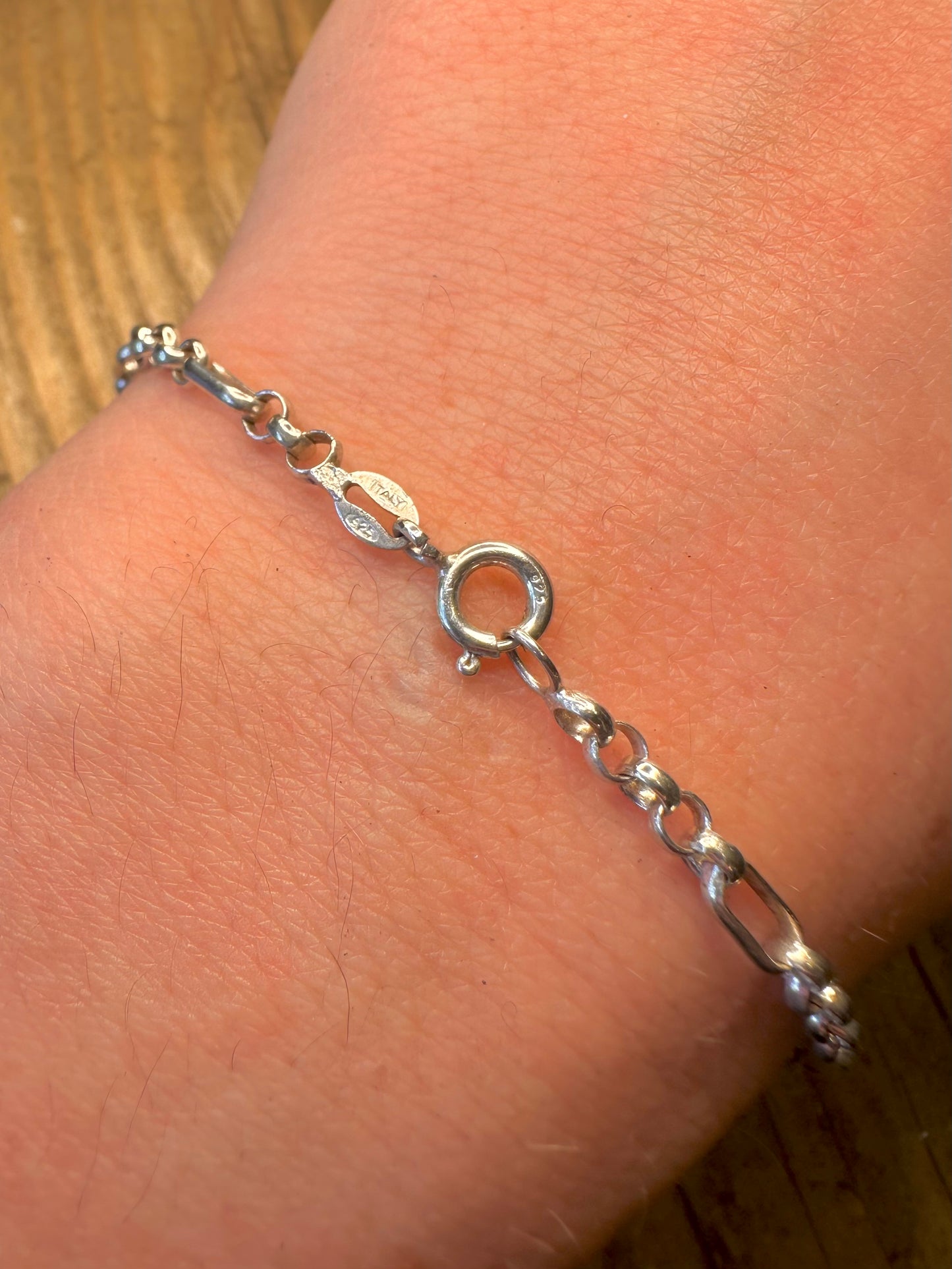 Bar and Oval Link Italy 925 Sterling Silver 7.5 inch Bracelet