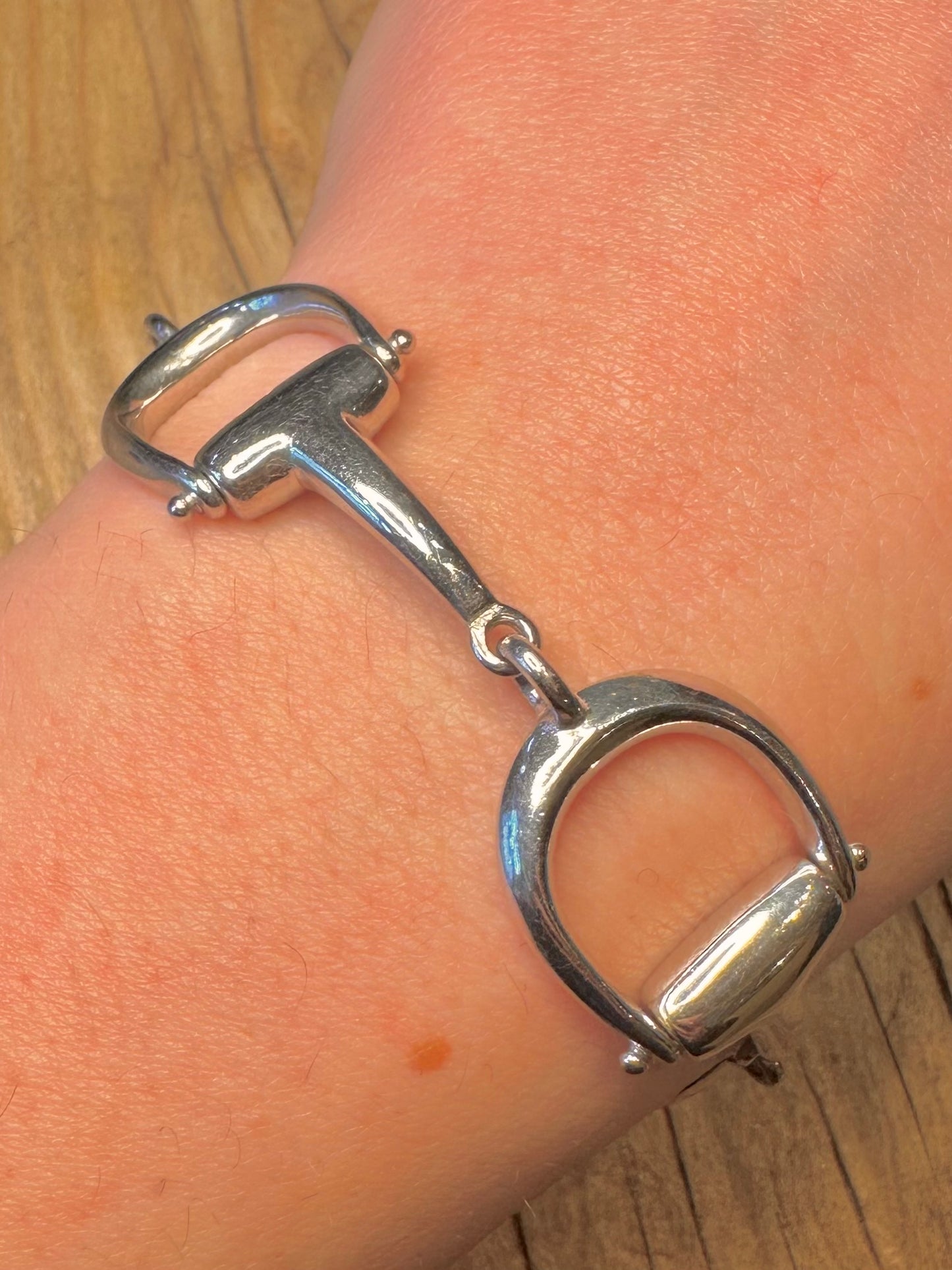 Vintage Chunky Stirrup Link Italy 925 Sterling Silver 7.6 inch Bracelet