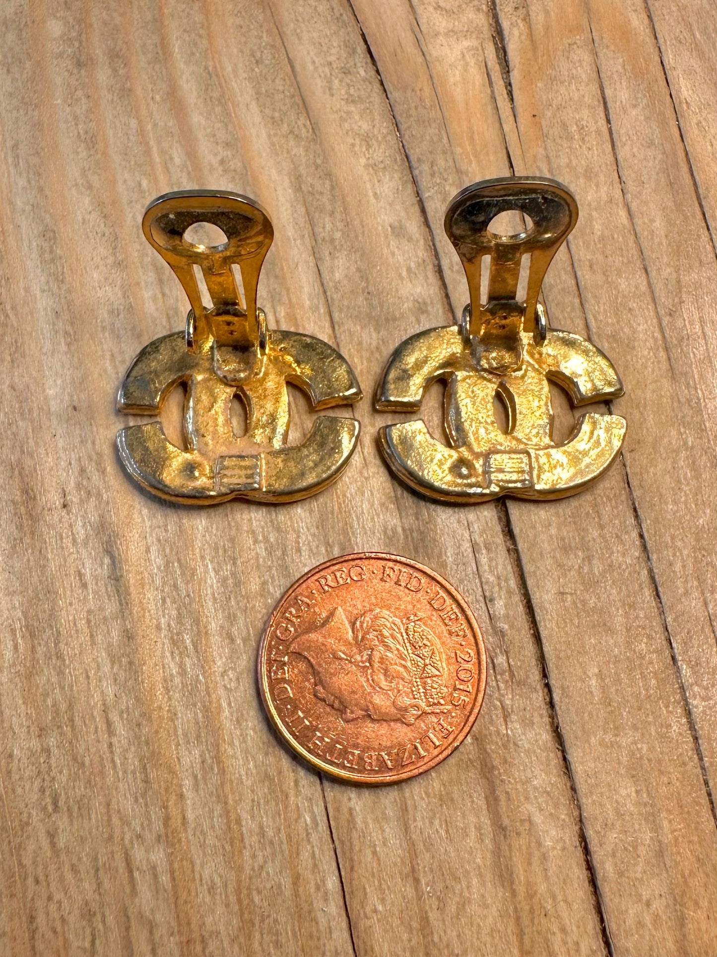 Vintage Channel Style Gold Tone Costume Earrings