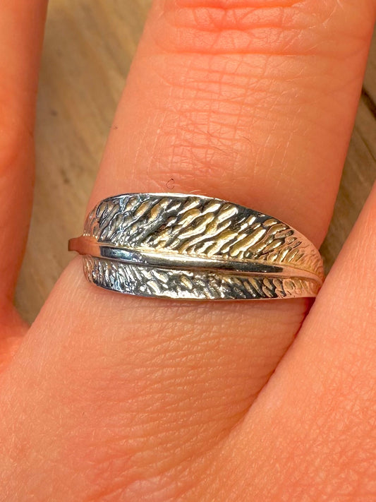 Abstract Leaf Band 925 Sterling Silver Size Q Ring