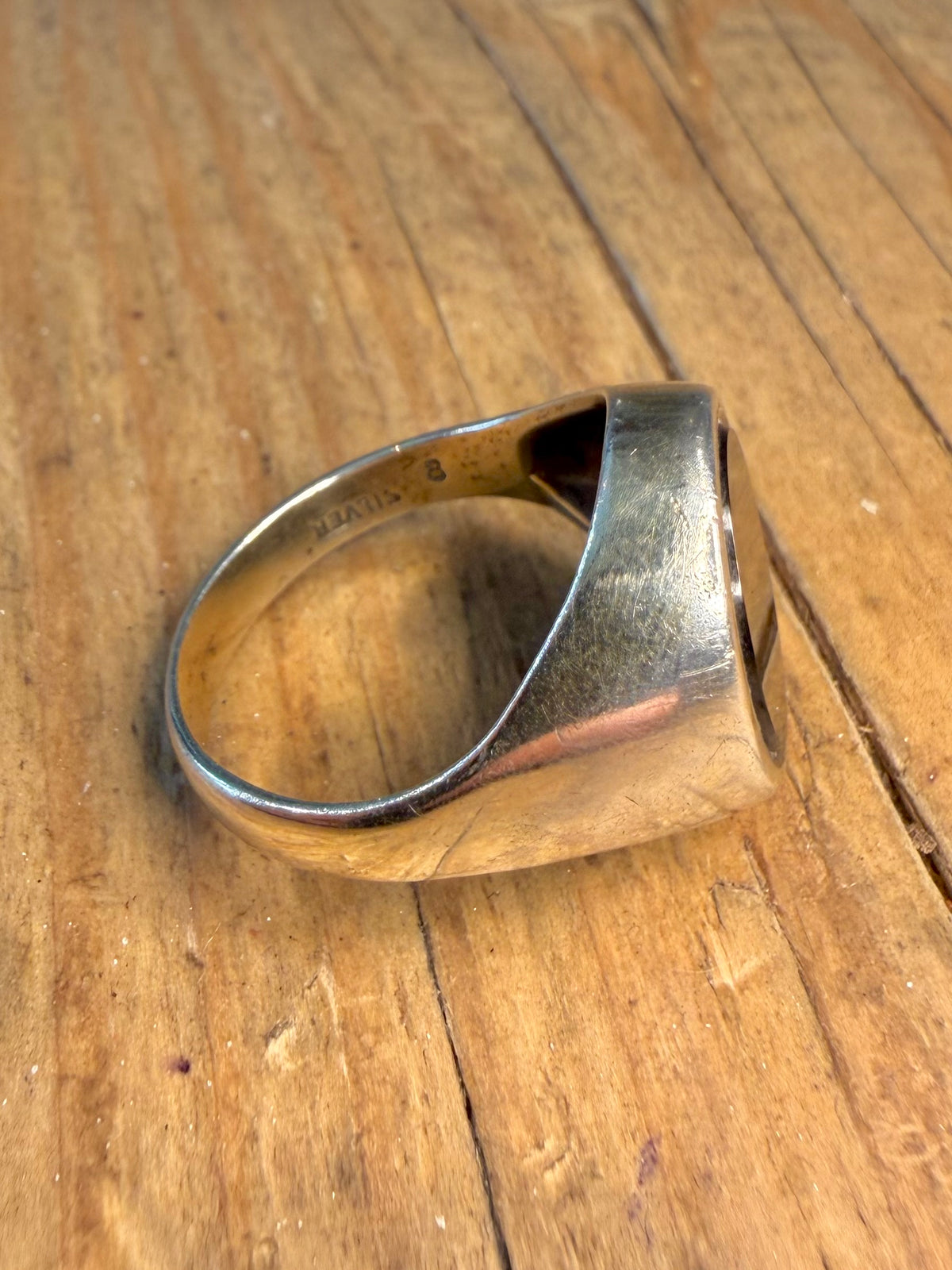 Black Onyx Signet Gold on 925 Sterling Silver Size V Ring