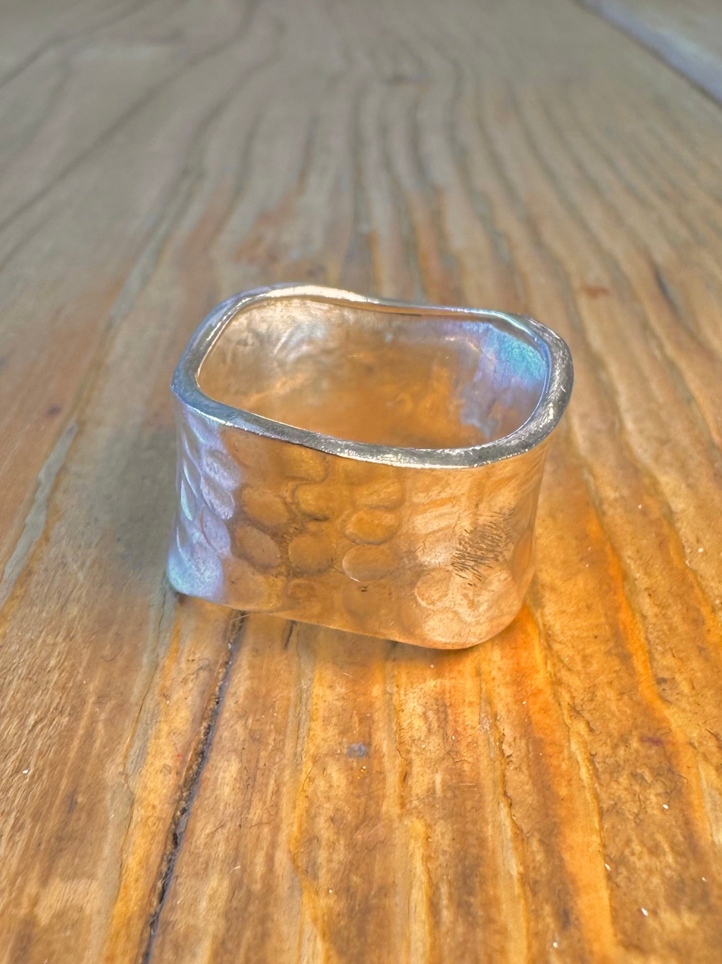 Hammered Wavy Band 925 Sterling Silver Size S1/2 Ring