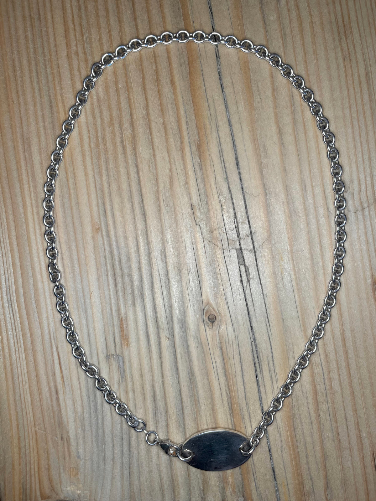 Oval Disk Belcher Link 925 Sterling Silver 20 Inch Necklace