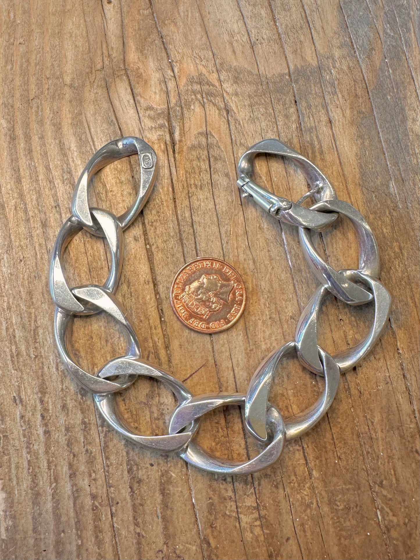 Chunky Chain 1960’s Friedrich Binder German 835 Silver 8 inch Bracelet