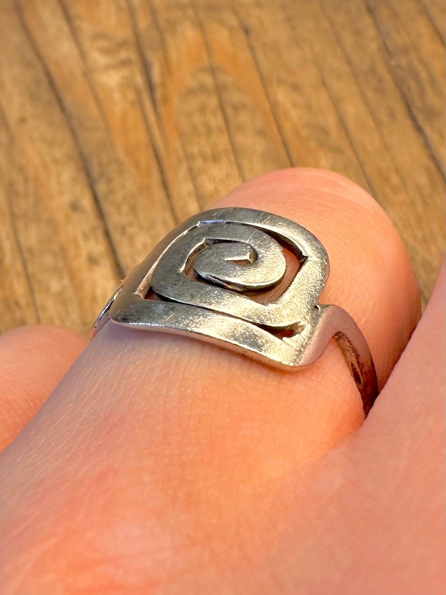 Square Swirl 925 Sterling Silver Size O1/2 Ring