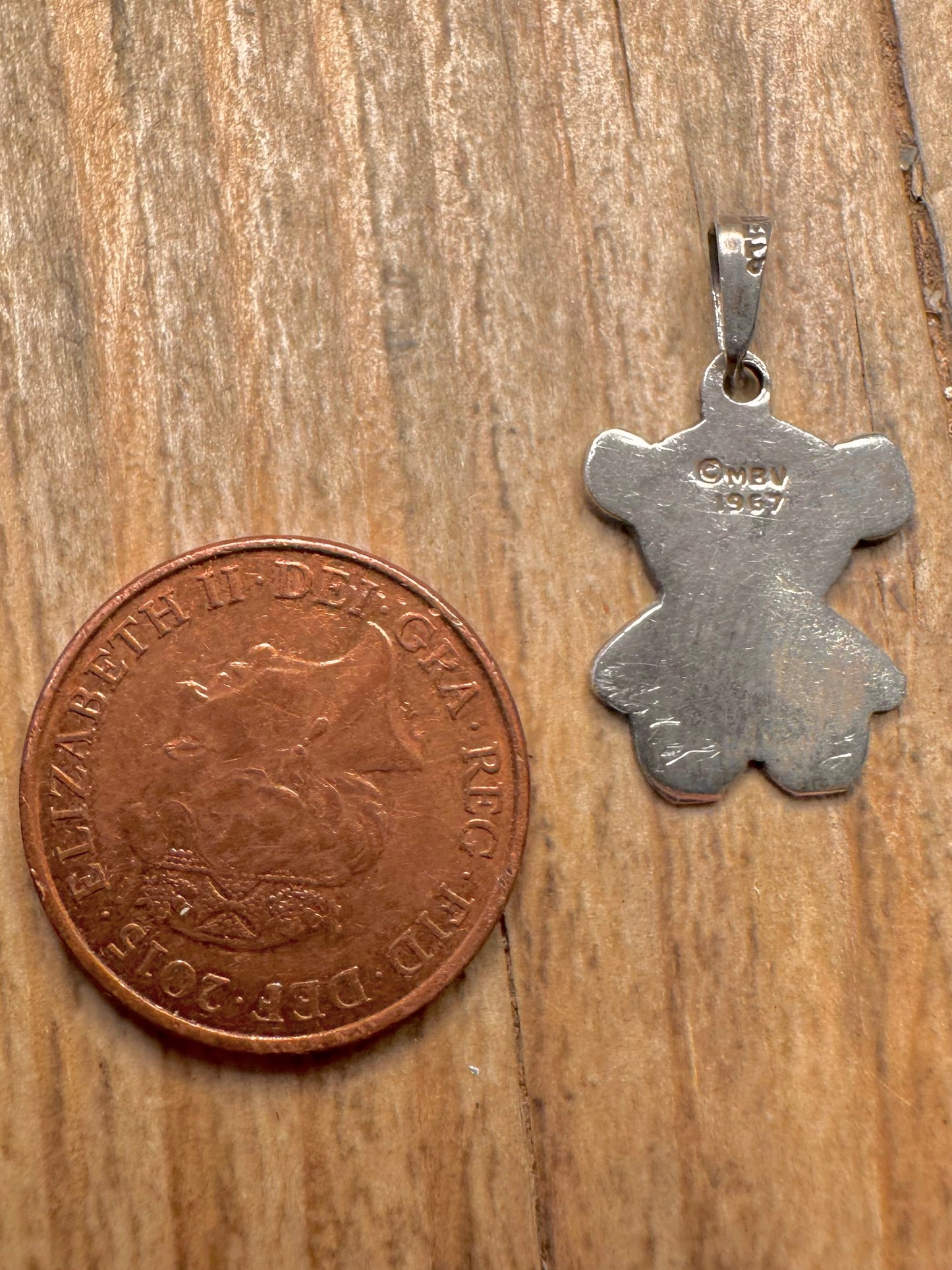 Vintage 1967 Teddy Bear 925 Sterling Silver Pendant