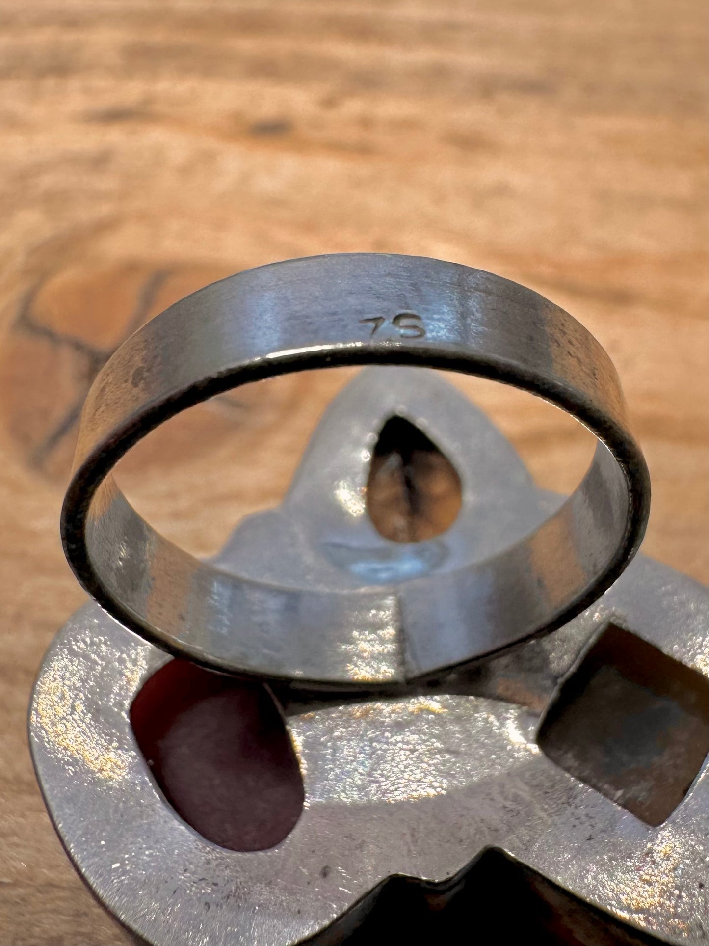 Abstract Carnelian Smokey Quarts and Banded Agate 925 Silver Size M1/2 Ring
