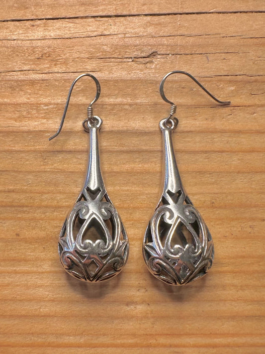 Vintage Filigran Große Tropfen Ohrringe aus 925er Sterlingsilber