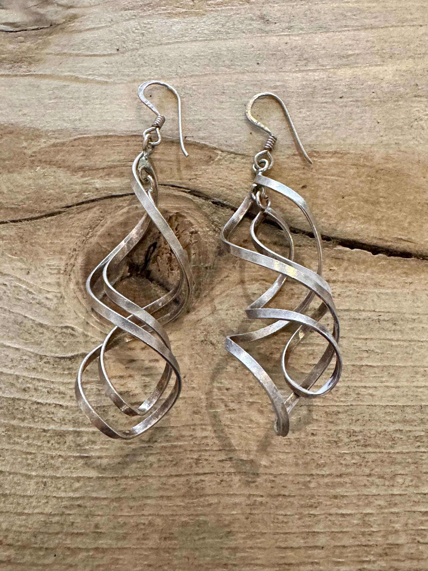 Abstract Spiral Dangle 925 Silver Earrings