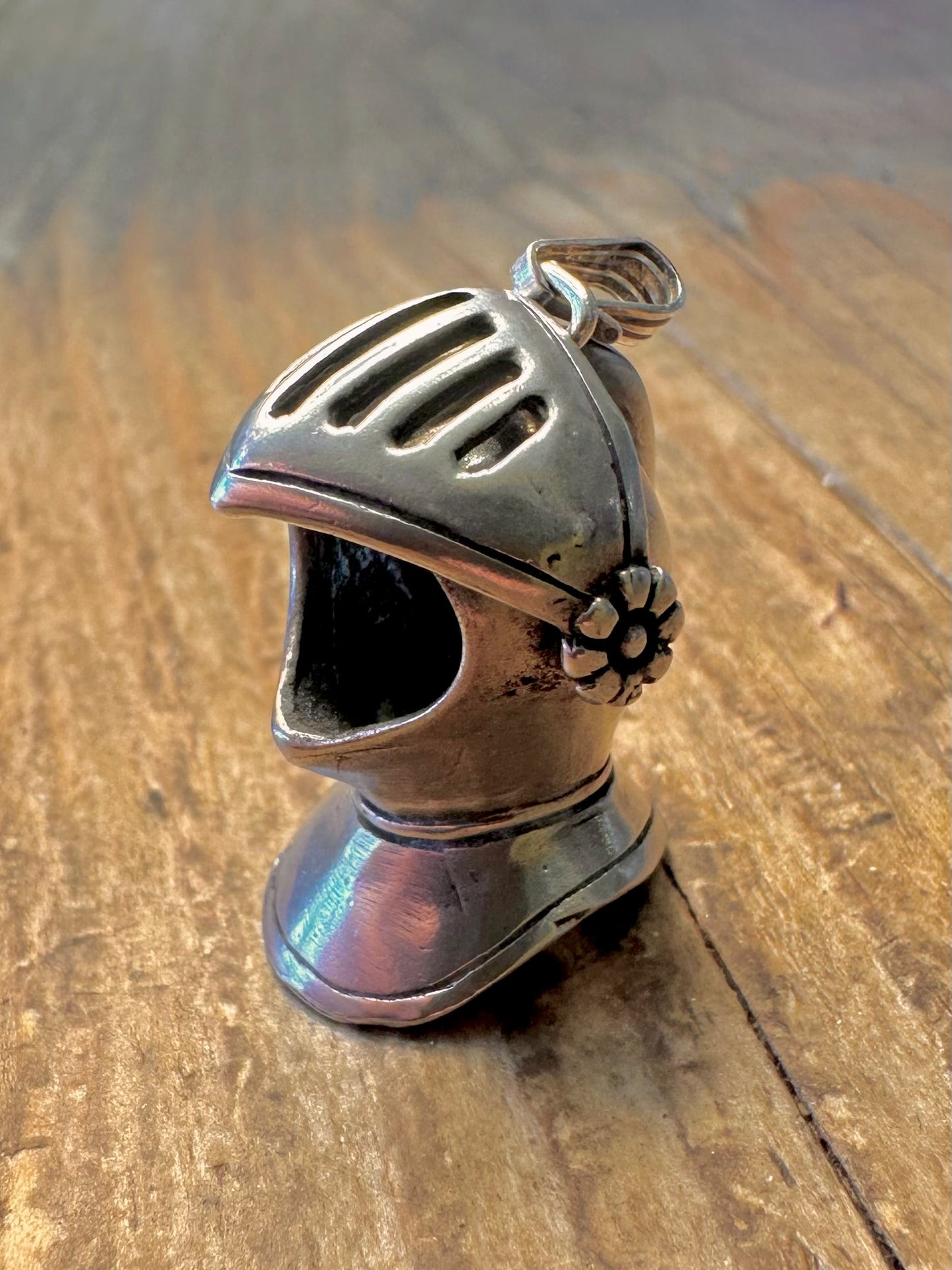 Articulated Knights Head 925 Sterling Silver Charm Pendant