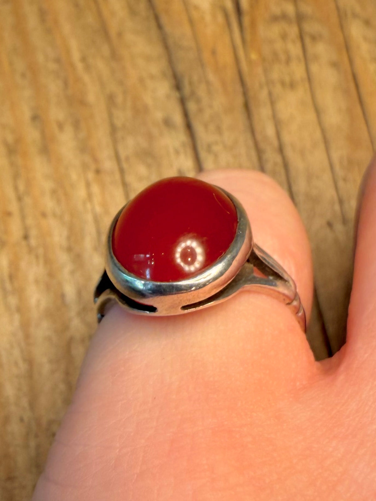 Carnelian Oval 925 Sterling Silver Size N Ring