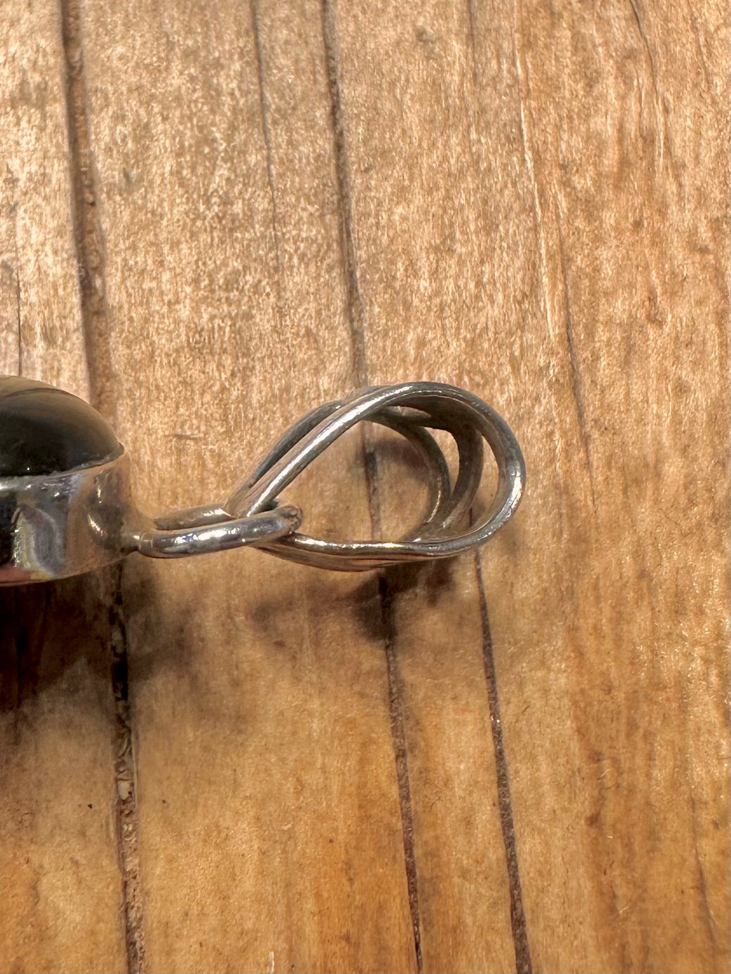 Vintage Rot-Schwarz-Stein 925 Sterlingsilber Anhänger