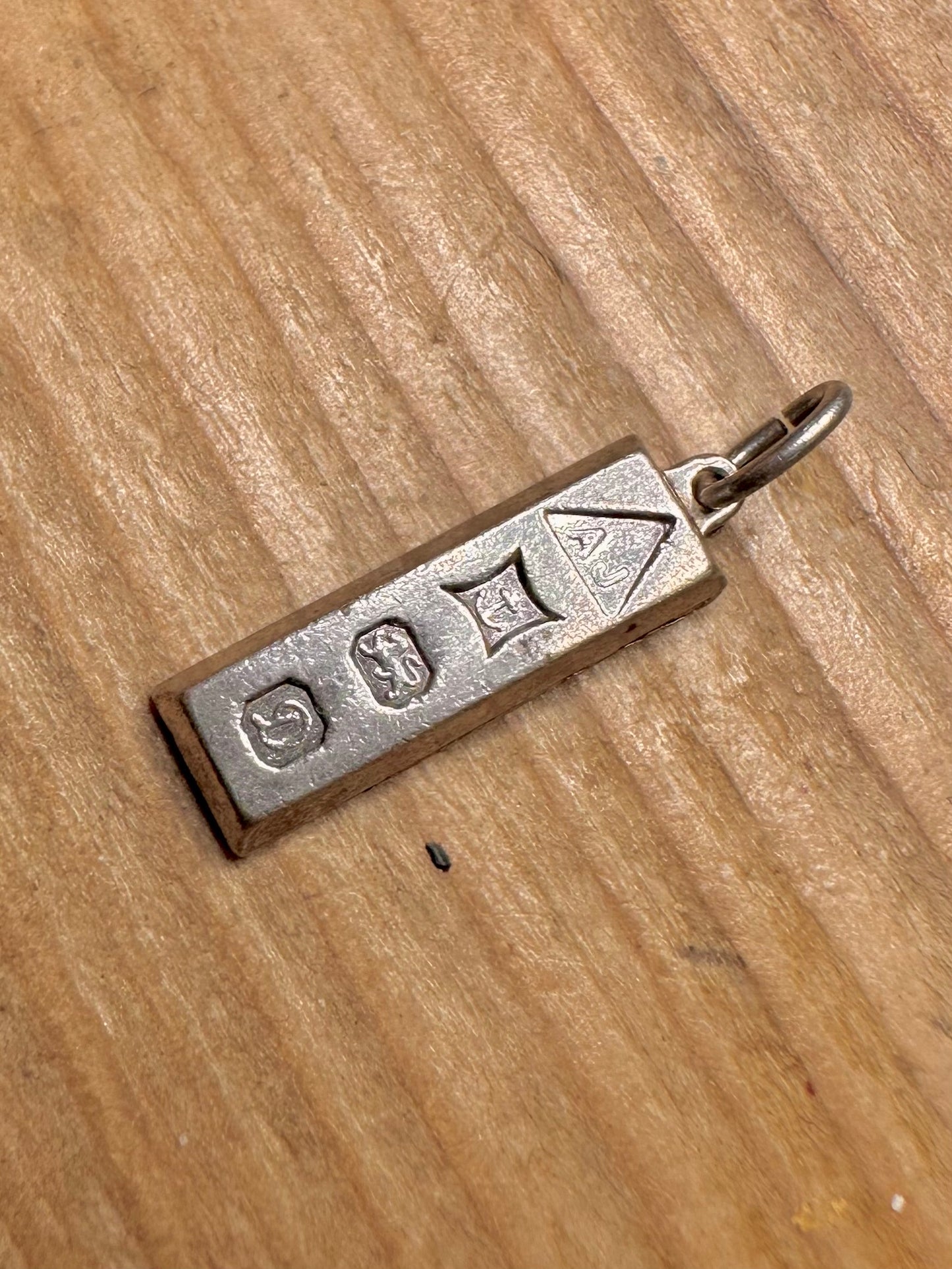 Vintage Ingot 1978 Birmingham 925 Sterling Silver Pendant