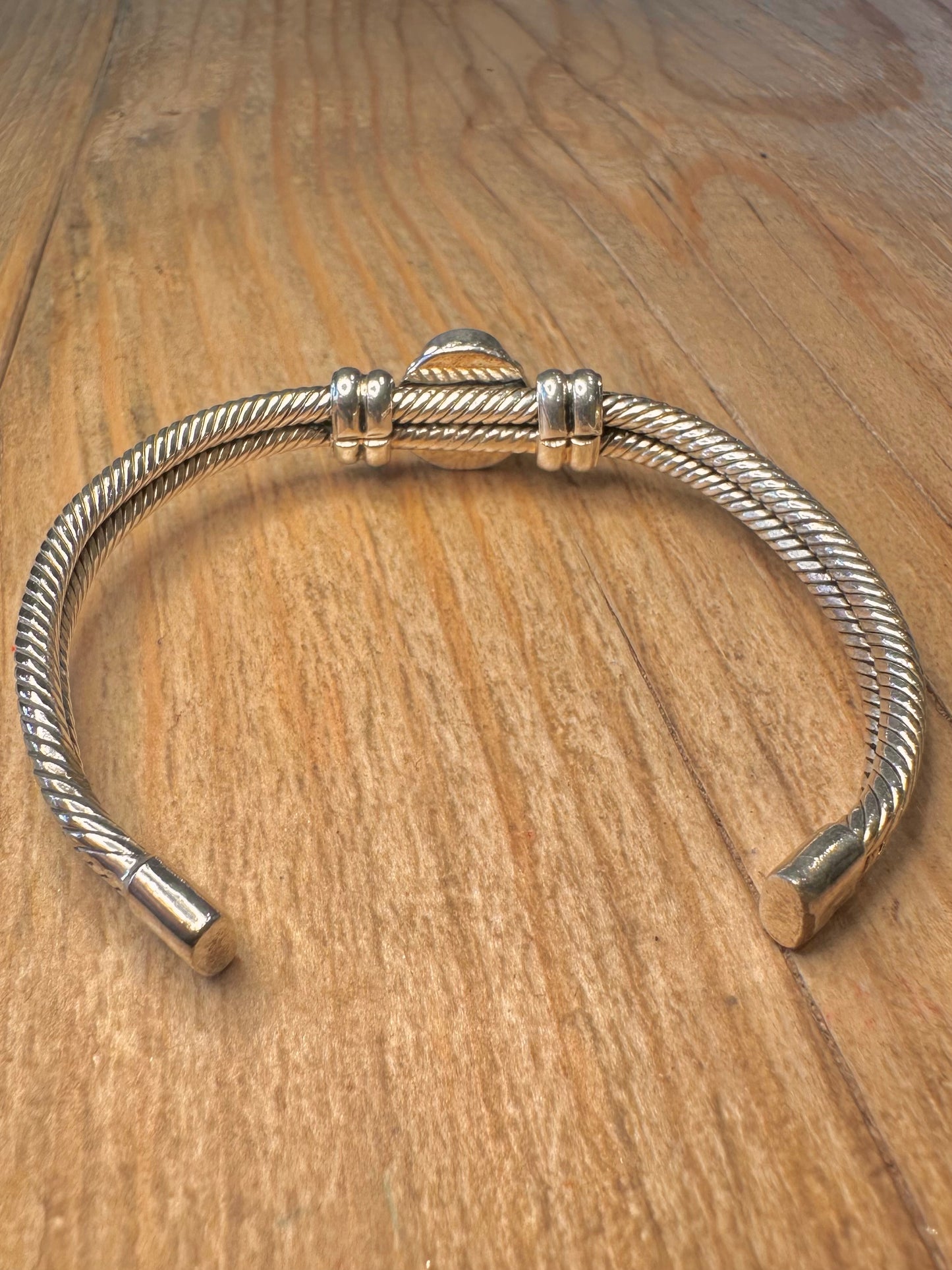 Vintage Abalone Woven Cuff 925 Sterling Silver Bangle