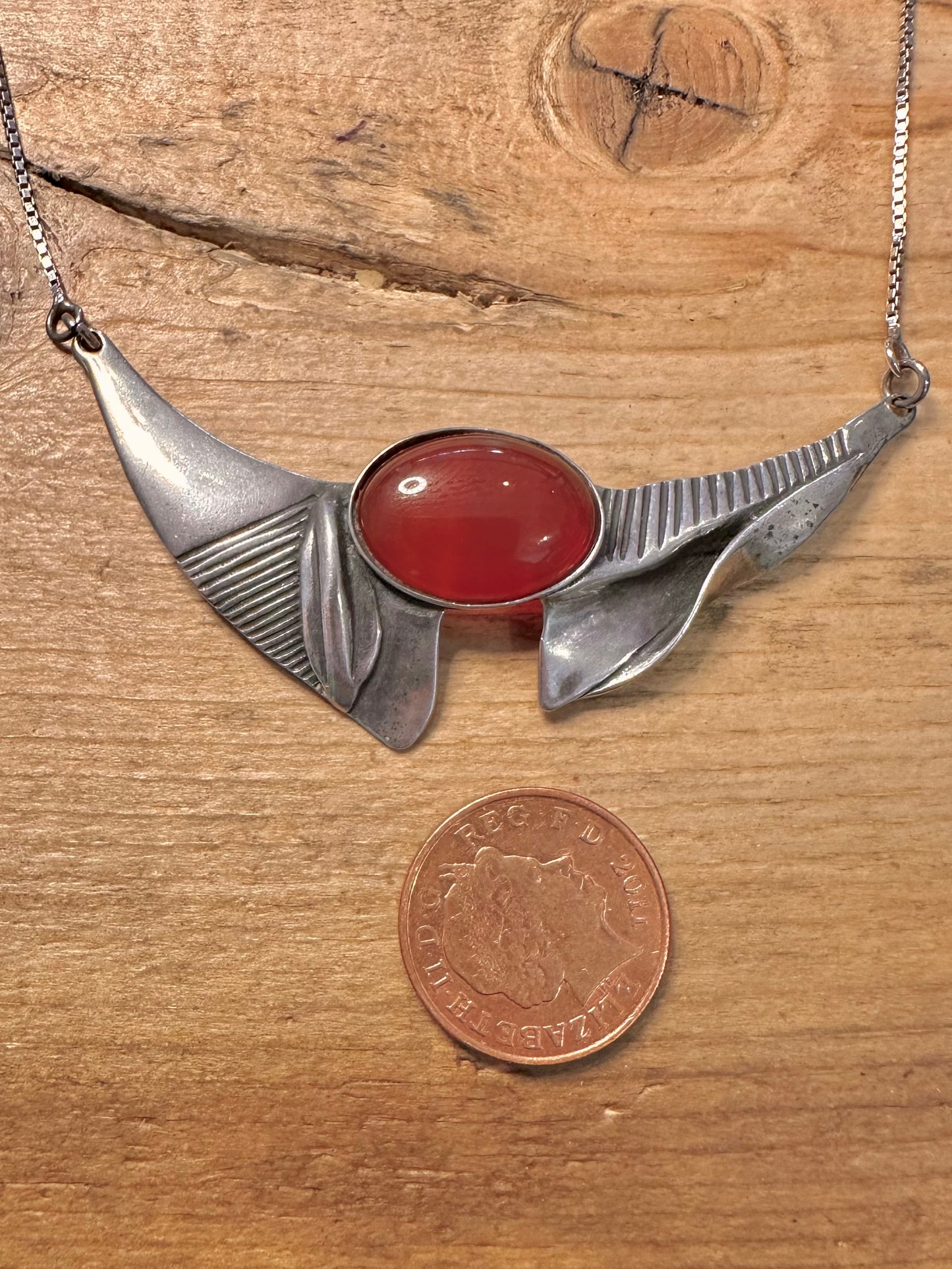 Modernist Carnelian Maker RON Box Chain 18.5 inch Necklace