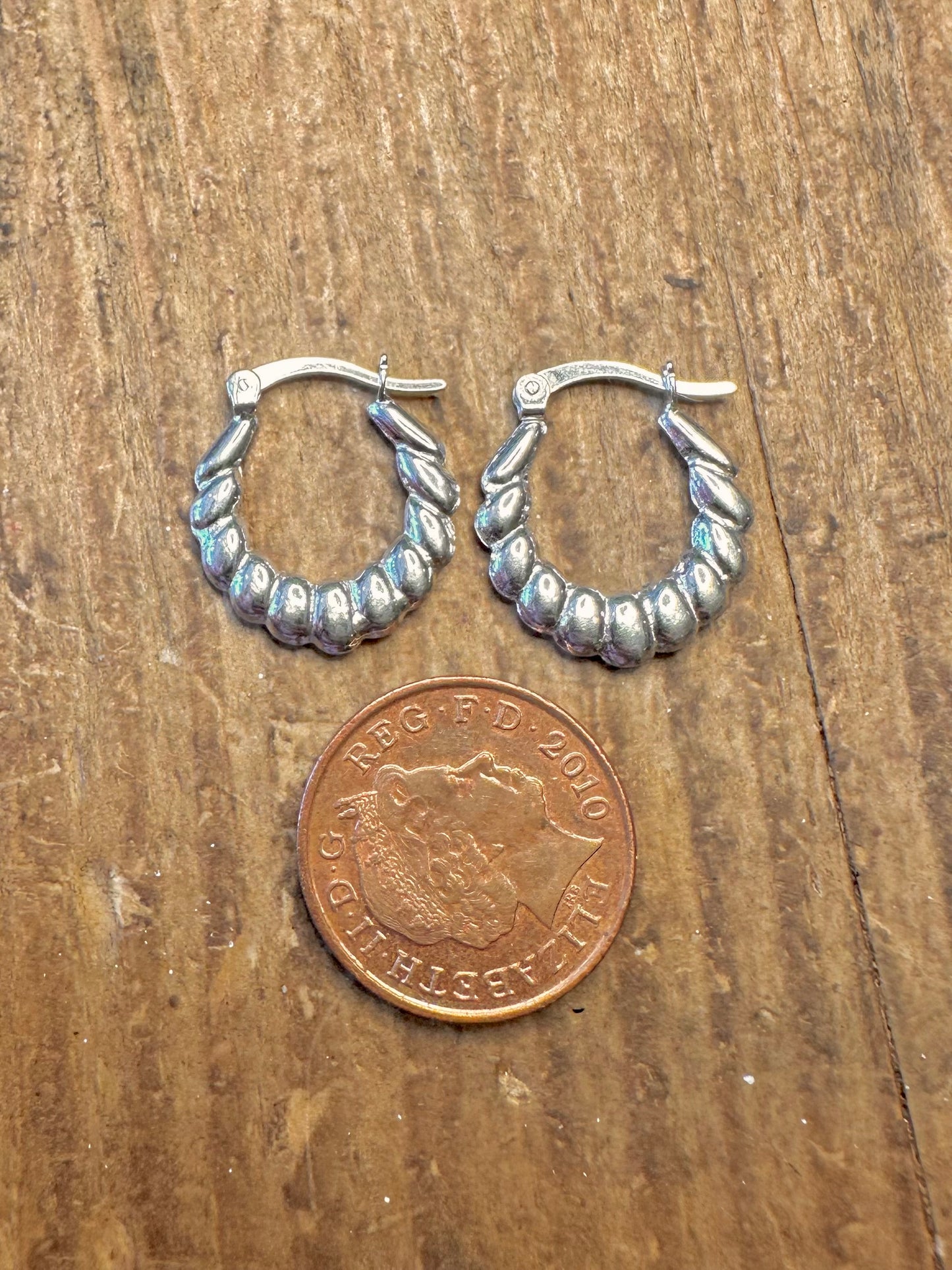 Scolloped Hoop 925 Sterling Silver Earrings