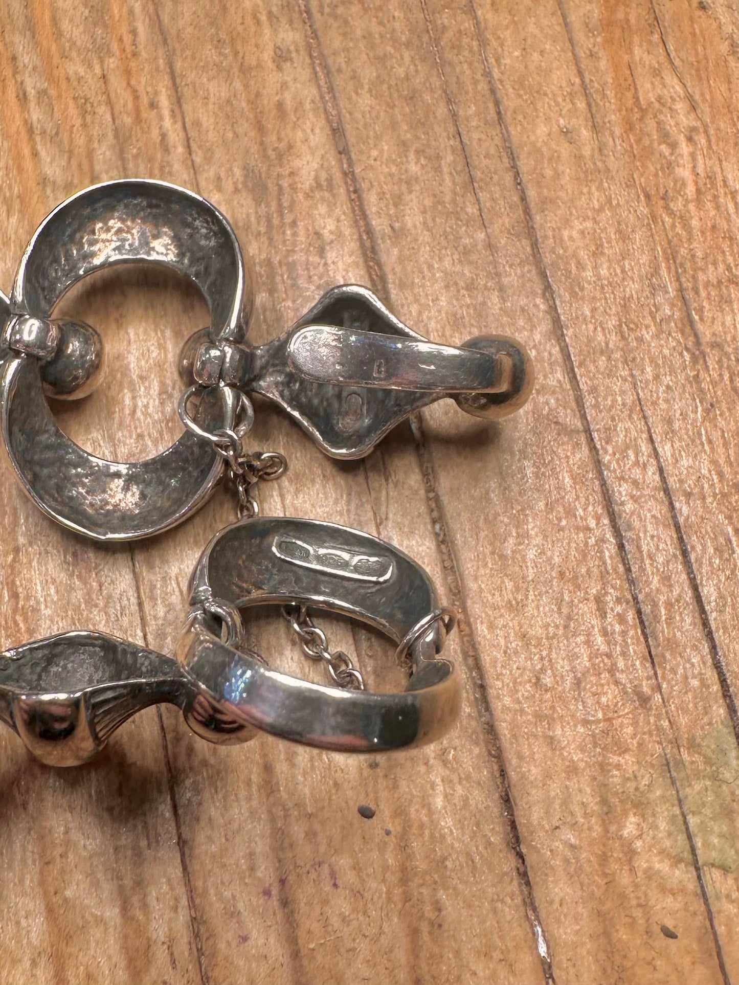 Vintage UNOAERRE Unique Chain Hook Clasp 925 Sterling Silver 7.5 inch Bracelet