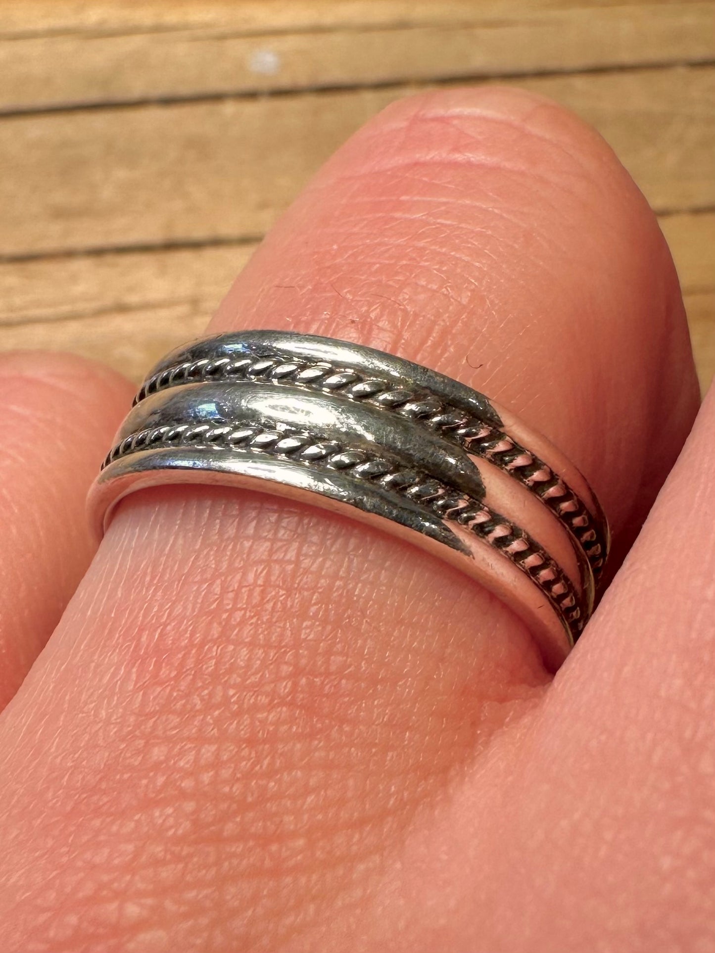 Vintage Braided Band 925 Sterling Silver Size U Ring