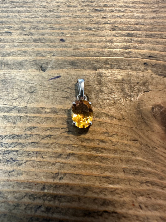 Modernist Citrine 925 Silver Pendant