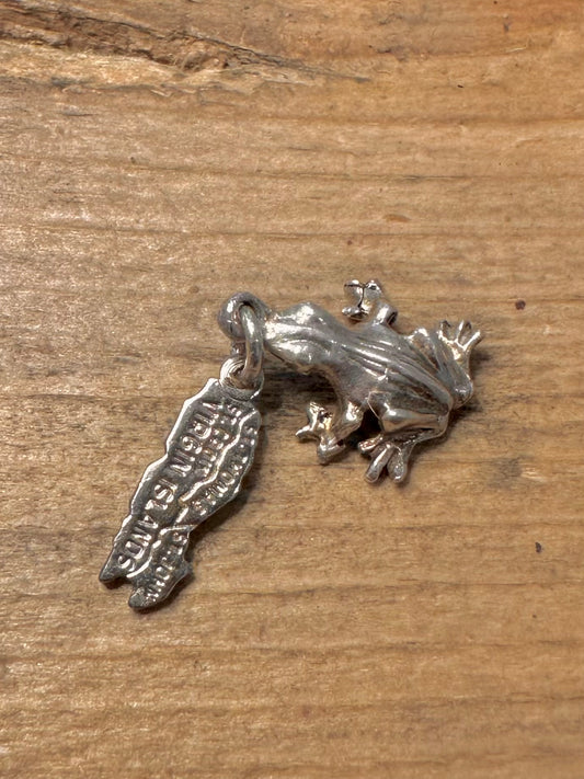 Vintage Frog and Virgin Islands 925 Silver Charm Pendant