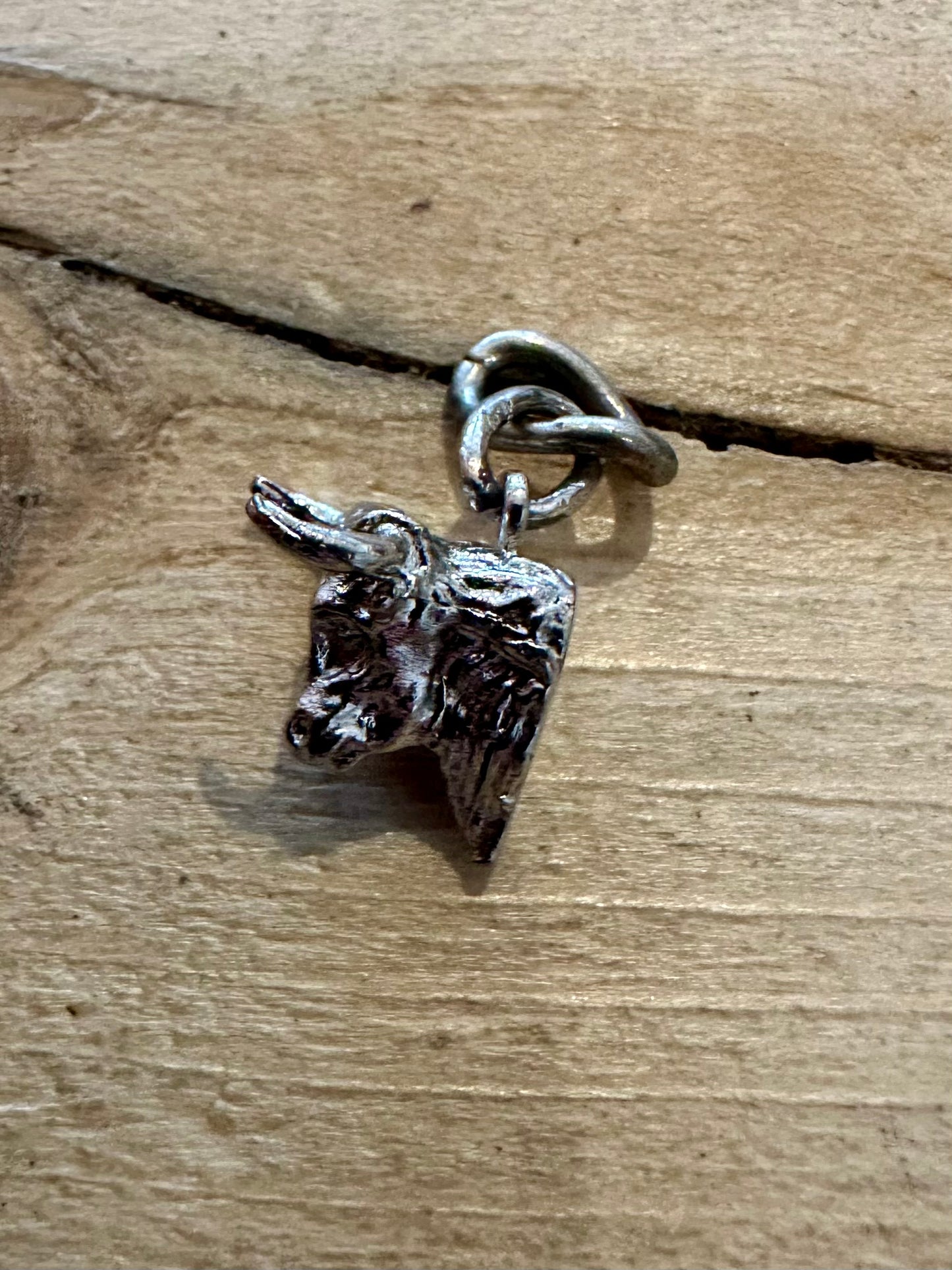 Vintage Bull Head 925 Silver Charm Pendant