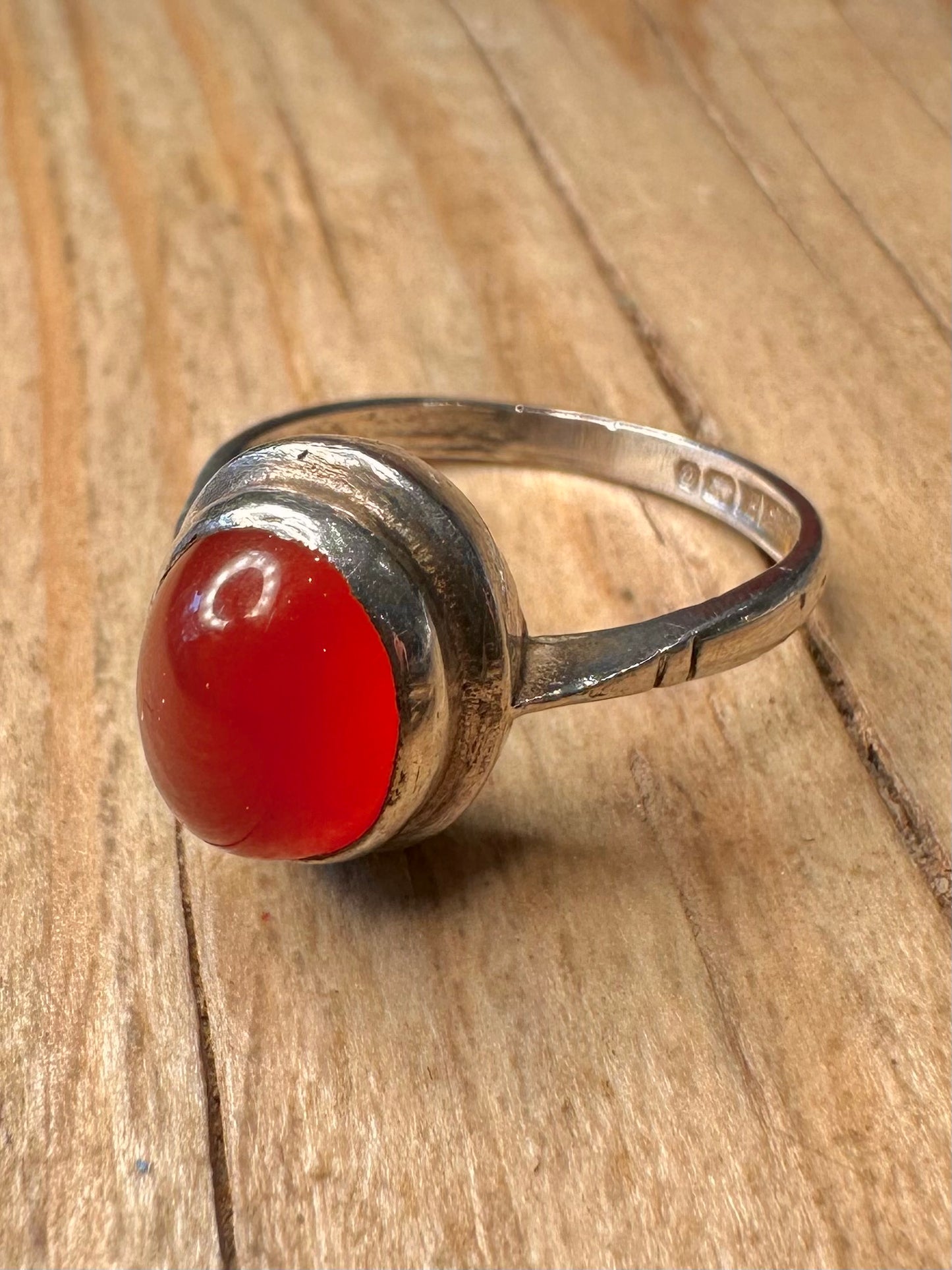 Vintage 1977 Carnelian 925 Sterling Silver Size N Ring