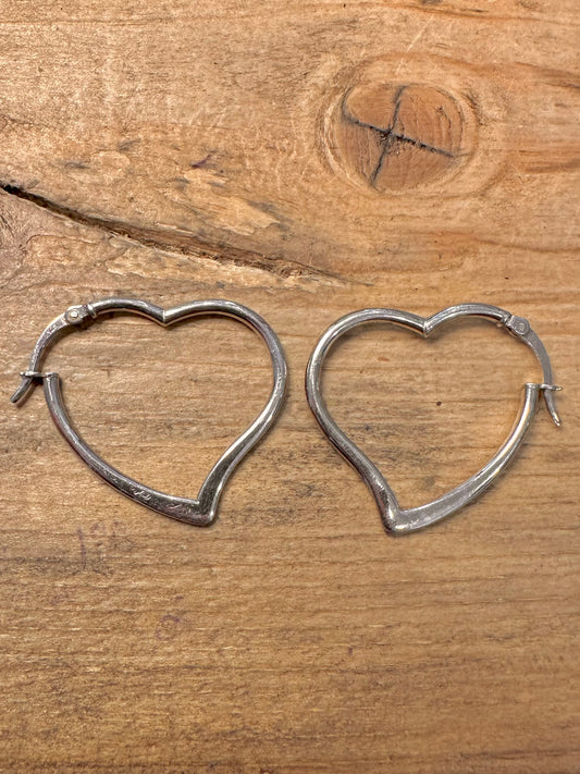 Abstract Heart Shaped Hoops 925 Silver Earrings