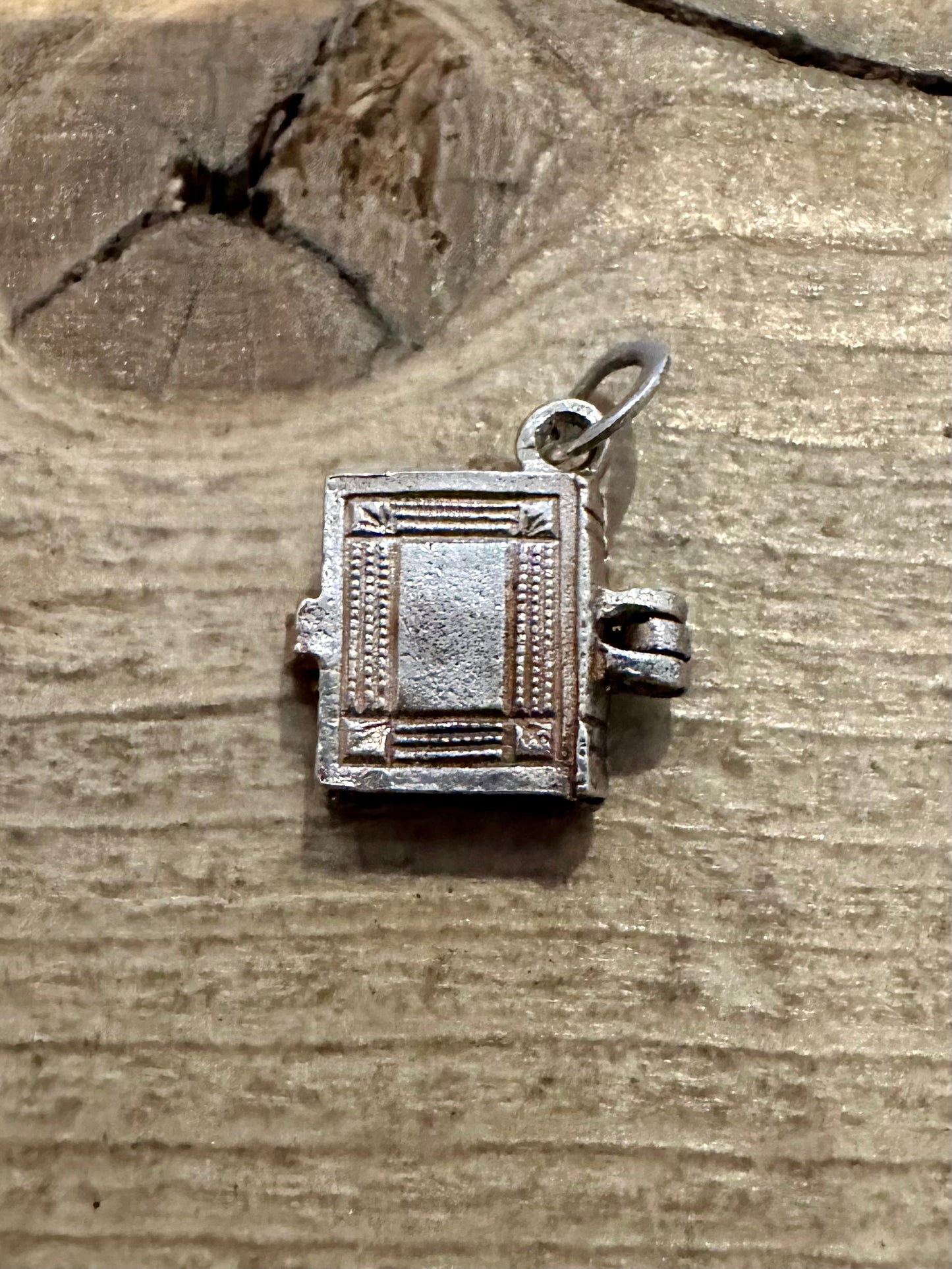 Vintage Bible with Paper 925 Silver Charm Pendant